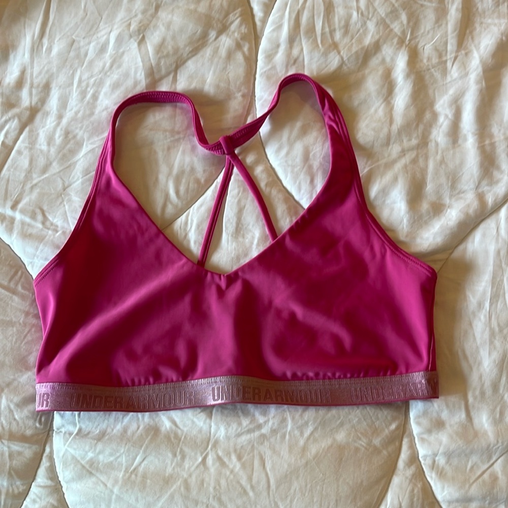 Under Armour, pink sports bra
